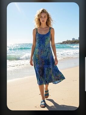 Lost River Clothing Co. Blue & Green Abstract Floral Shirt